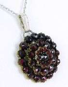 Antique Bohemian Garnet Pendant & Sterling Chain