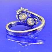 Twin Solitaire 14 Kt White Gold Plate 4.5 Ctw VVs1 F-G Fire Moissanite Ring