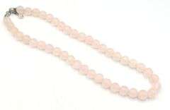 Set of Rose quartz necklace, bracelet and dangle earrings