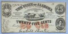 25 Cent Jan 1 1863 State of Alabama Uncirculated Note