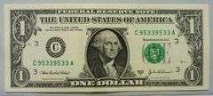 Superb Crisp 2003A $1 Repeater Note Philadelphia 95339533!