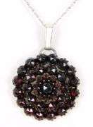 Antique Bohemian Garnet Pendant & Sterling Chain