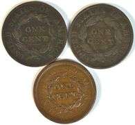 3 Diff. very nice Large Cents from 1817, 1819, & 1851 in VF to XF
