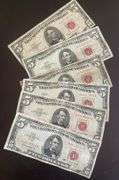 6 $5 1963 Red Seal US Notes