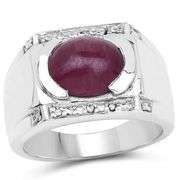 Genuine Ruby and White Topaz Brass Ring