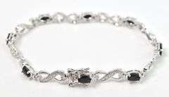 Blue Sapphire and Diamond Infinity Heart Bracelet in Sterling Silver