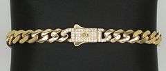 Beautiful 14k Hollow Gold and Cubic Zirconia Religious Bracelet