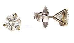 3.30ctw Round Diamond Solitaire Stud Earrings in 14K