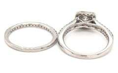 14kt White gold 1.25ctw diamond cluster bridal set