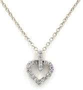 Vintage 925 sterling silver heart shaped crystal pendant on chain necklace