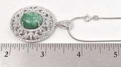 Inspiring 11.34CTS Natural Cabochon-Cut Emerald & 3.98CTW White Sapphire Gemstone Pendant Necklace i
