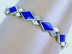 Vintage Sterling Lapis Bracelet, 8 Inches