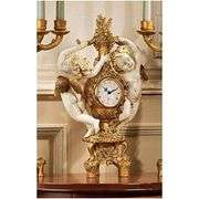 The Cherub's Harvest Mantel Clock 16 Inch Gold and Ivory