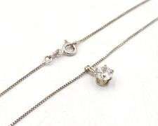 925 Sterling silver round crystal pendant on Italian box chain necklace