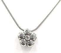 Vintage 925 sterling silver flower style pendant on chain necklace