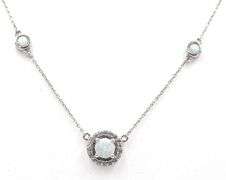 925 Sterling silver opal and crystal pendant necklace