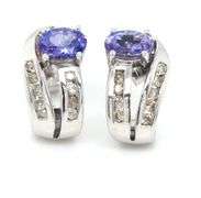 10kt White gold Tanzanite and diamond J earrings