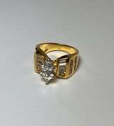 Ladies Sparklin14 Kt Tri-Layered Yellow Gold Plated Rare 3.35 Ct Marquis Cut Lab Simulated Diamond R