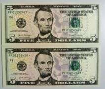 (2) Superb Crisp 2017A $5 Star Replacement Notes Atlanta Consecutive!