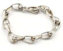 Vintage 925 sterling silver oval link bracelet with toggle clasp