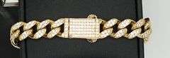 Beautiful 14k Hollow Gold and Cubic Zirconia Religious Bracelet