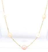 14kt Yellow gold 7.5-8mm Pearl station necklace