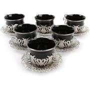 12Pc Greek Arabic Coffee Espresso Cup Saucer Porcelain Set