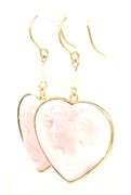 14kt Yellow gold Carved heart coral Cameo dangle earrings