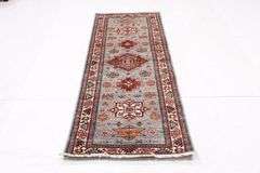 Handmade Kazak Design Runner 2.5x6.7