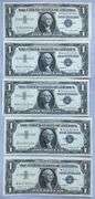 5 Nice Fresh Clean Choice Uncirculated 1957A $1 Silver Certificates