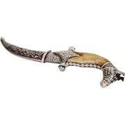 Collectible Camel-Bone Antique Horse Mini-Sword Damascus Steel Blade