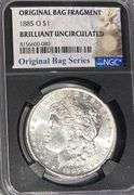 1885 0 Brilliant Uncirculated Morgan $1 NGC With Original Bag Fragment