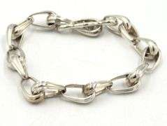 Vintage 925 sterling silver oval link bracelet with toggle clasp