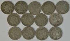 13 Nice Assorted Three Cent Nickel Pieces 1865 to 1881