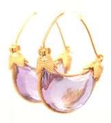 14kt Yellow gold Amethyst earrings with Micro beading