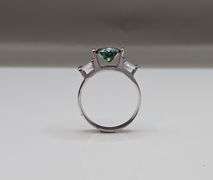 14 Kt White Gold Plated 3.25 Ct Deep Emerald Green Fire Moissanite Ring