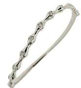 18k (750) Solid White Gold Natural Diamond Bangle Bracelet snap closure 0.5 ct