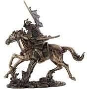 Samurai Warrior Riding Horse with Sword Statue