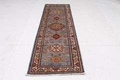 Handmade Kazak Design Runner 2.6x8.1