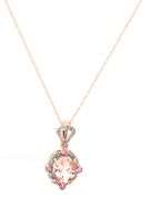 10kt Yellow gold 1.60ctw Morganite in pink sapphire and diamond accent pendant on chain