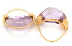 14kt Yellow gold Amethyst earrings with Micro beading