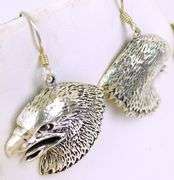 Vintage Sterling Silver Eagle Head Earrings