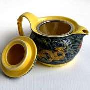 Porcelain Teapot with Chinese Dragon Waves Pattern