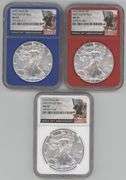 3 Special 2016 Red, White, & Blue NGC MS70 First Day of Issue $1 Silver Eagles