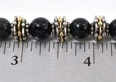 Black Onyx and Red Garnet Gemstone Bracelet with 10K Yellow Gold Plating in Sterling Silver