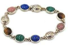 Vintage 925 sterling silver colorful gemstone bracelet