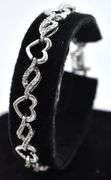 Diamond Gemstone Fancy Link Bracelet in Sterling Silver