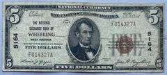 $5 Wheeling West Va 1929 Series National Note