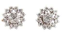 1.30ctw Diamond Cluster Frame Stud Earrings in 14K
