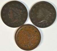 3 Diff. very nice Large Cents from 1817, 1819, & 1851 in VF to XF